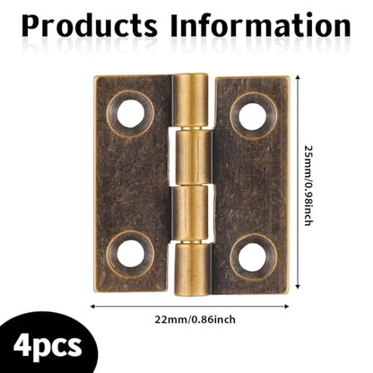 Small Hinges for Wooden Box, 4 Pcs Quality Brass Folding Jewelry Box Hinges - color: Antique Bronze