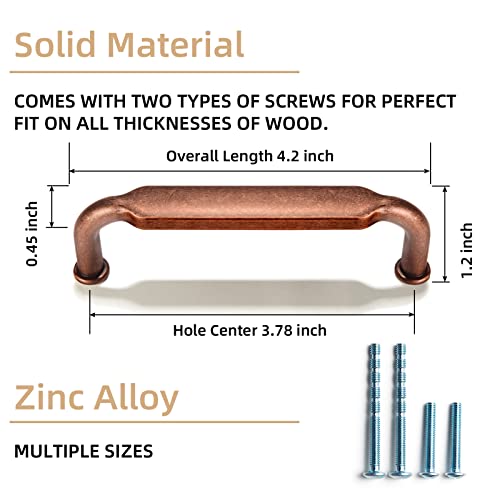 Goo-Ki 6 Pack 3-3/4 Inch （96mm） Hole Center Cabinet Pulls Antique Copper Zinc Alloy Kitchen Drawer Pulls Drawer Handles 4.2 Inch Length 2202-AC-96 - color: Antique Copper, size: 3-3/4 Inch Hole Centers
