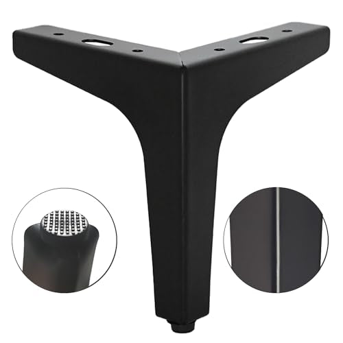 4 inch Matte Black Metal Furniture Legs,Set of 4,1.4mm Thick - color: Black, size: 4 inch (1.4 thick)
