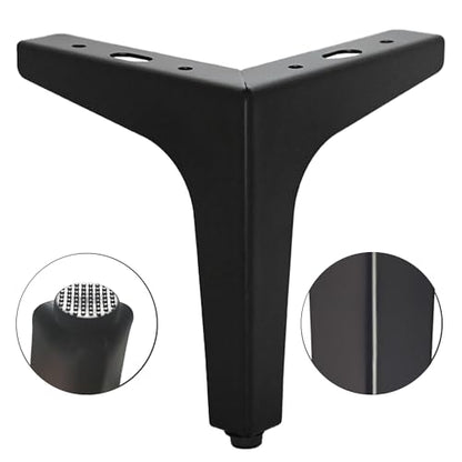 4 inch Matte Black Metal Furniture Legs,Set of 4,1.4mm Thick - color: Black, size: 4 inch (1.4 thick)
