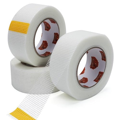 TAPEBEAR Drywall Tape Fiberglass Mesh Tape 2" x 148Feet Self-Adhesive 3Roll - size: 2" × 148Ft × 3Rolls