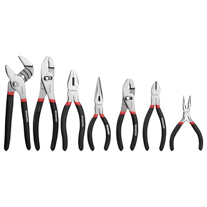 WORKPRO 7-piece Pliers Set, Pliers Tool Set with Comfort Grip, Black - color: Black