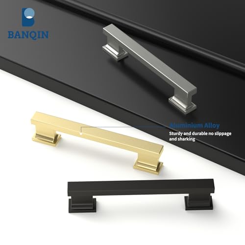 10 Pack 3-3/4 Inch Matte Black Cabinet Handles Solid Drawer Pulls - color: Black, size: 3-3/4 Inch (96 mm) Hole Center