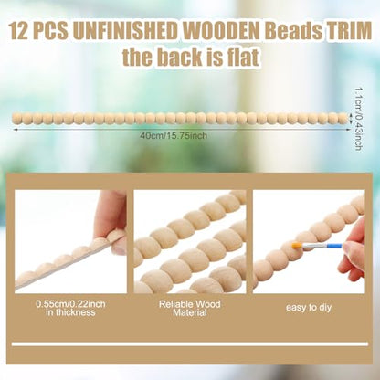 Nuanchu 12 Pcs Decorative Beaded Wood Trim Molding 15.75 Inch,11 mm - size: 11 mm