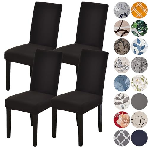 HZDHCLH Dining Chair Covers Set of 4 Stretch Chair Slipcovers Washable - color: Black, size: 4 PCS