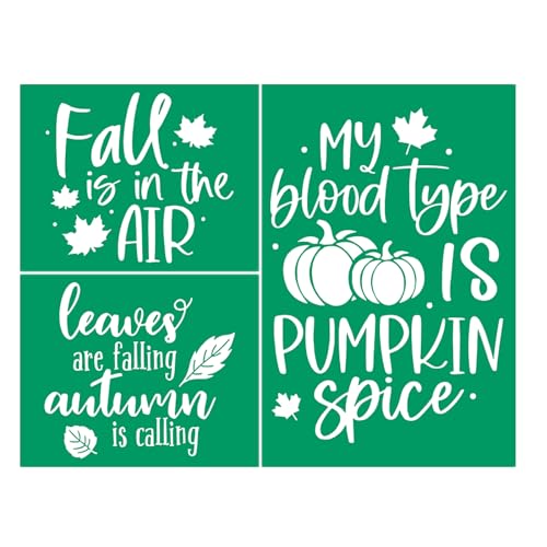 Fall Quotes Pumpkin Spice Self Adhesive Stencils Reusable Silk Screen Stencils Farmhouse Autumn Quotes Fall Stencils Paint Craft Stencils for Painting on Wood/Fabric/Glass/Wall DIY Home Decor - color: Autumn Quotes 8.5x11inch 1pc