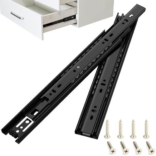 6 Inch Drawer Slides, Soft Self Close Full Extension Ball Bearing Drawer Slides, 3 Fold Full Stretch Side Mount for Small Drawers, Jewelry Boxes, Toolboxes (1 Pair-Black) - size: 6 Inch