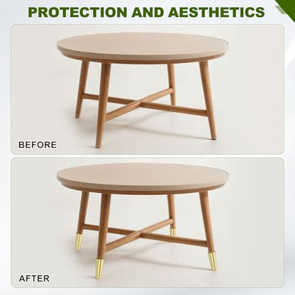 uxcell 4Pcs Metal Furniture Feet Cover, 1 x 2 Inch Conical Gold Table Foot Cap Increase Height Furniture Pads Leg Cover Protector for Chair, Table, Sofa - size: 1 x 2 Inch