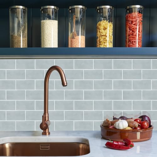 STICKGOO 10-Sheet Backsplash Peel and Stick Subway Tile(Thicker Design) - color: Gray