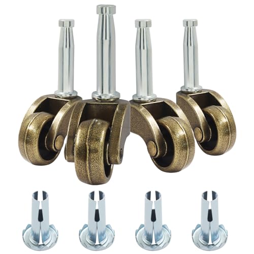 BokWin 1 Inch Swivel Stem Ball Caster Wheel, 4 Pack, Antique Brass