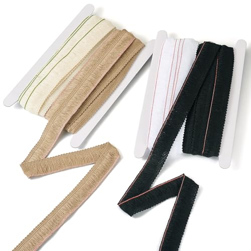 21 Yards x 1 Inch Fringe Trim Tassel Set 4 Colors Lace Trim Ribbon Polyester Fabric Lace Fringe Ribbon for Sewing Knitting Crafts Dress Clothing Curtains Accessory Home Decor - color: Assorted Color, size: 1 Inch (25mm)