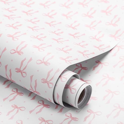 Drydiet Pink Bow Wallpaper Peel and Stick Contact Paper 15.8 in x 118.1 in - color: Pink, size: 15.8 in x 118.1 in, style: Bow
