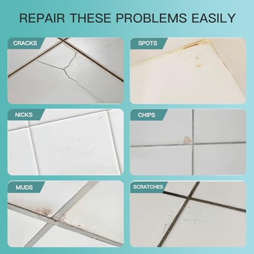 Tub and Tile Paint High-Gloss White Touch Up Paint for Bathtub, Porcelain Repair Scratches Cracks and Spots on Tile, Porcelain Repair Kit for Sinks, Enamel and Toilets, 1.5 Fl Oz