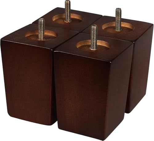 4 Inch Couch Legs for Furniture Set of 4, Square Wooden Furniture Legs