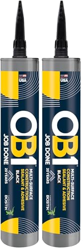 OB1 Universal Caulk Sealant & Adhesive Black 10.1oz | Professional Grade Premium All-in-One Advanced Hybrid 2-in1 | Water Resistant Internal & External | Shrink Crack UV & Fade Resistant | 1 Cartridge - color: Black, size: 10.1oz (Pack of 2)