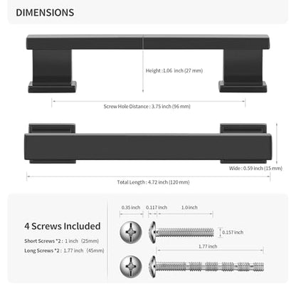 Lardmon 10 Pack 3.75 Inch(96mm) Hole Center Gunmetal Gray Kitchen Cabinet Handles Modern Cabinet Pulls Kitchen Cabinet Hardware Solid Drawer Pulls Handles for Dresser, Total Length 4.72 Inch - color: Gray, size: 3.75 Inch Hole Center
