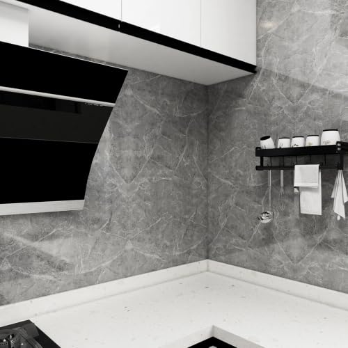 CAX Peel and Stick Wallpaper Light Gray Marble Contact Paper for Countertop - color: Light Gray, size: 23.6" x 118"