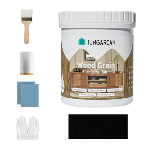 Wood Grain Furniture Paint 32oz with Tools - One-step No Need Prime No Need Varnish - Water-based & Low Odor - Outdoor & Indoor Wood Paint for Furniture and More - Black - color: Black, size: 32 Fl Oz (Pack of 1)