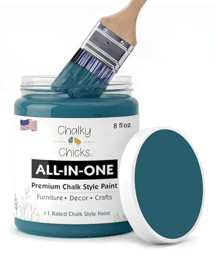 Chalky Chicks Twilight 8 Fl Oz Chalk Paint for Furniture All in One - color: Twilight (Teal Blue), size: 8 Fl Oz (Pack of 1)