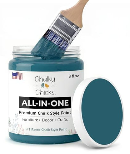 Chalky Chicks Twilight 8 Fl Oz Chalk Paint for Furniture All in One - color: Twilight (Teal Blue), size: 8 Fl Oz (Pack of 1)