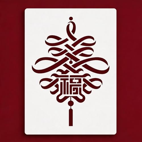 TIAMECH A4 Reusable Chinese Lucky Knot Stencil for Painting - color: Chinese Lucky Knot
