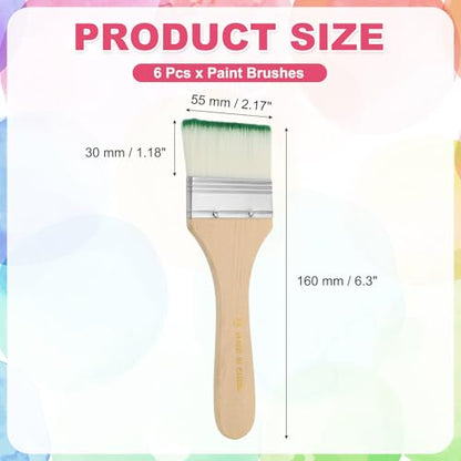 PATIKIL 6Pcs Wooden Paint Brush Set, 6.3" Nylon Bristle Flat Brushes #9 - color: Green/White, size: #9