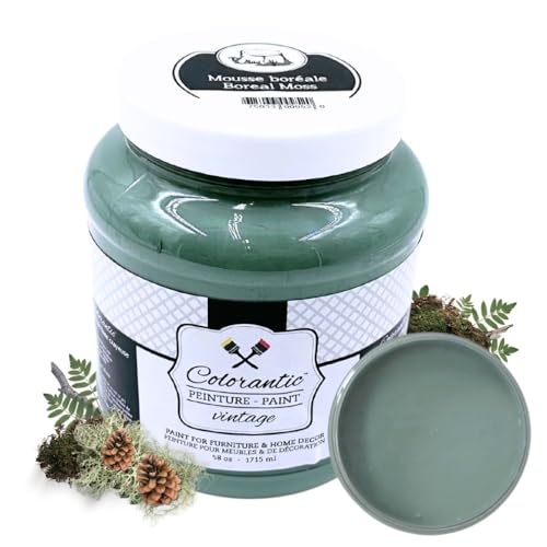 Colorantic | BOREAL MOSS Chalk Paint for Furniture DIY - Multi-Surface Craft Paint | MEDIUM GREEN Home Decor Painting for Wood (58 oz) - color: Boreal Moss, size: 58 Fl Oz (Pack of 1)