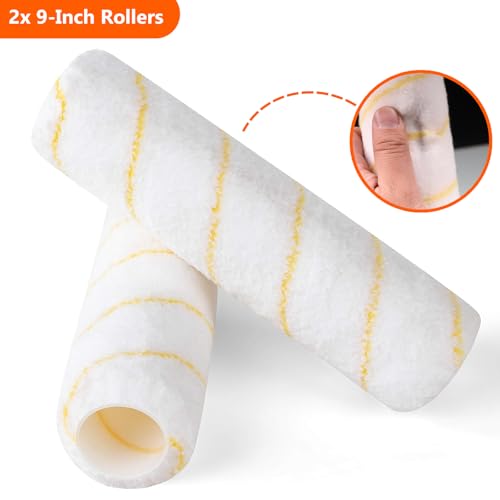 King Origin Paint Roller Kit with Extension Pole 3.7 Ft, 12 PCS - color: 4"&9" Rollers, 12-Pack