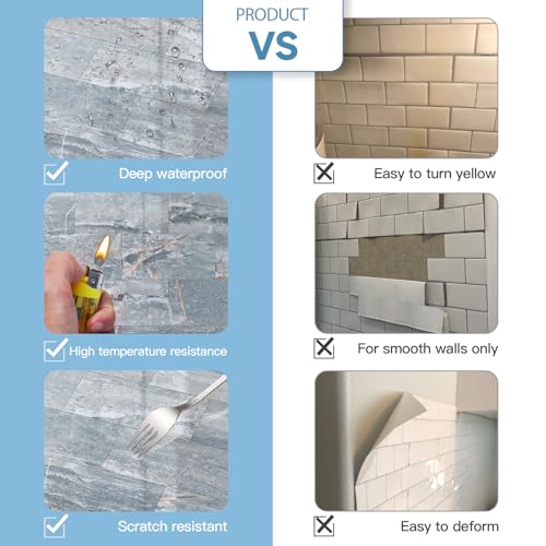 2026 New Upgrade Peel and Stick Backsplash Tile, Peel and Stick 11.34" X 11.57" Wall Tile for Kitchen, Bathroom, Fireplace, Laundry (Polished Marble Cyan, 10 Packs) - color: Polished Marble Cyan