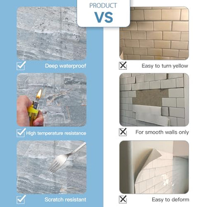 2026 New Upgrade Peel and Stick Backsplash Tile, Peel and Stick 11.34" X 11.57" Wall Tile for Kitchen, Bathroom, Fireplace, Laundry (Polished Marble Cyan, 10 Packs) - color: Polished Marble Cyan