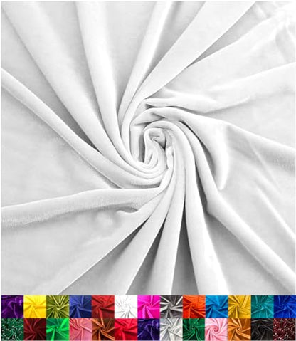 Barcelonetta | Stretch Velvet Fabric | Luxury & Soft | Velvet Fabric | 60" Wide Roll | 10% Spandex | Sewing, Apparel, Upholstery (White, 1 Yard) - color: White, size: 1 Yard