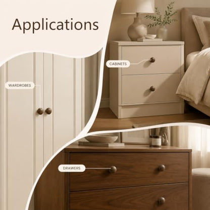T Tulead 6 Pcs Wood Ball Knobs 1-1/5 Inch Round Wooden Drawer Knobs - style: Manual