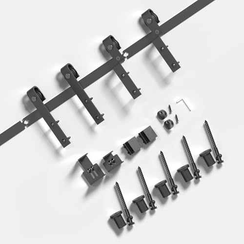 EaseLife 4 FT Mini Cabinet Bypass Double Sliding Barn Door Hardware Track Kit,Easy Install,Slide Smoothly Quietly,Apply for Storage Window TV Stand and Other Shielding (No Cabinet) - size: 4 feet for 2 doors
