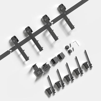 EaseLife 4 FT Mini Cabinet Bypass Double Sliding Barn Door Hardware Track Kit,Easy Install,Slide Smoothly Quietly,Apply for Storage Window TV Stand and Other Shielding (No Cabinet) - size: 4 feet for 2 doors