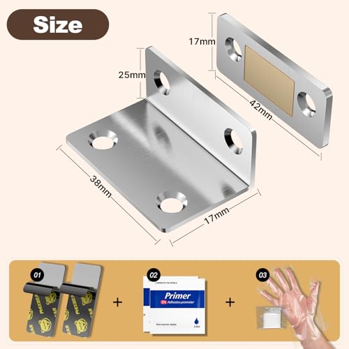 PHIXBEAR Invisible Magnetic Cabinet Door Catch with Pro Adhesive, 6 Sets L-Shaped Ultra Thin Drawer Door Cabinet Magnets, Easy Install for Kitchen & Closet