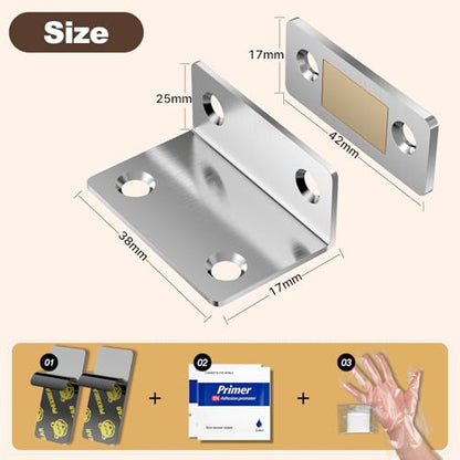 PHIXBEAR Invisible Magnetic Cabinet Door Catch with Pro Adhesive, 6 Sets L-Shaped Ultra Thin Drawer Door Cabinet Magnets, Easy Install for Kitchen & Closet
