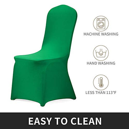 Peomeise Stretch Spandex Chair Cover for Wedding Party Dining Banquet Event (Emerald, 12) - color: Emerald, size: 12PCS