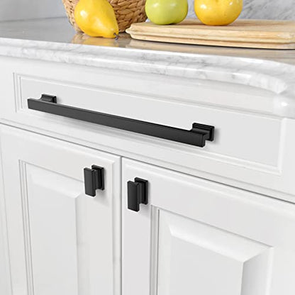 Amerdeco 10 Pack Matte Black Cabinet Hardware - 10" - color: Matte Black, size: 10" hole center