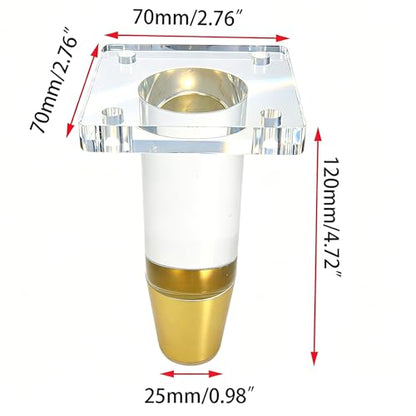 Clear Acrylic Sofa Legs, 4.7 Inch with Brass Tip, 4Pcs - size: H 4.7 Inch
