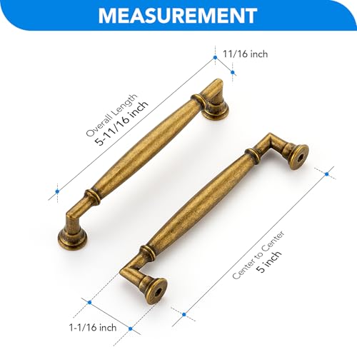 HOME EDIT Antique Brass Cabinet Handles 5 Inch Pulls 5 Pack - color: Antique Brass, size: 5 inches Hole Center