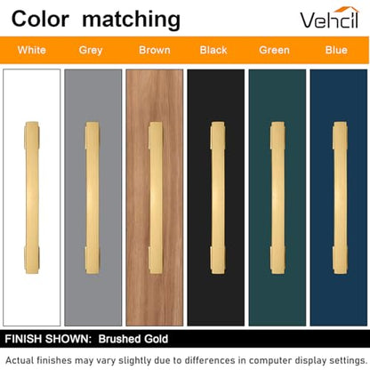 VEHCIL 20 Pack Square Brushed Gold Cabinet Pulls, 5 Inch(128mm) Hole Centers Gold Cabinet Handles Hardware for Kitchen Cupboard Closet Bathroom Dresser Drawer, Solid Zinc Alloy - color: Brushed Gold, size: 5 Inch Hole Centers Pull