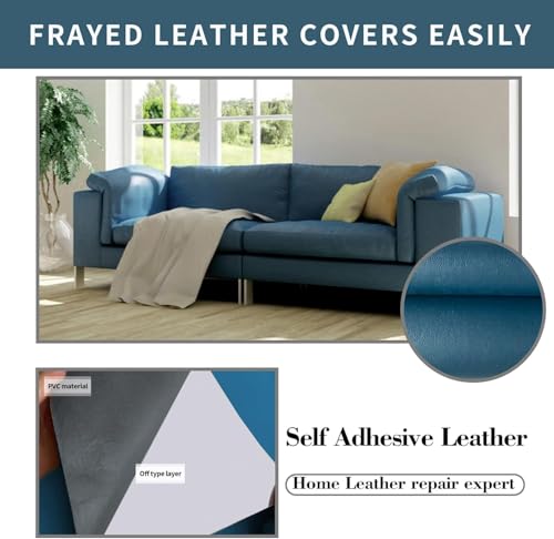 Lifeshoon Leather Repair Patches, Self Adhesive Vinyl for Couches Furniture - color: Blue, size: 3.5X79 inch