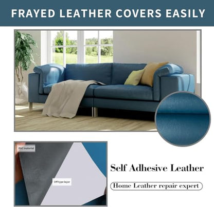 Lifeshoon Leather Repair Patches, Self Adhesive Vinyl for Couches Furniture - color: Blue, size: 3.5X79 inch
