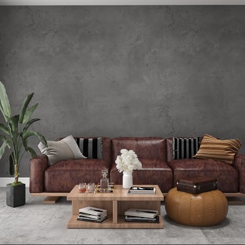 16"×118" Dark Grey Black Concrete Wallpaper Peel and Stick 3D Matte Textured Thick Concrete Cement Contact Paper Vinyl Wrap Removable DIY Tile Wall Sticker for Walls Countertop Cabinet Kitchen Island - color: Dark Gray, size: 16" x 118"