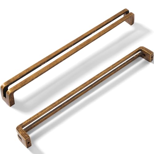 Antique Brass zinc Alloy Cabinet pulls,Vintage Retro 10 Inch （256mm） Hole Center Cabinet Handles for Drawer,Cupboard, Wardrobe,Dresser - 6 Pack - color: Antique Brass, size: 10 Inch Hole Center