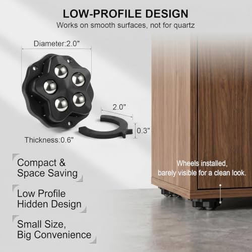 Self Adhesive Caster Wheels, 360 Rotation Furniture Rollers (8 Pack, Black) - color: Black