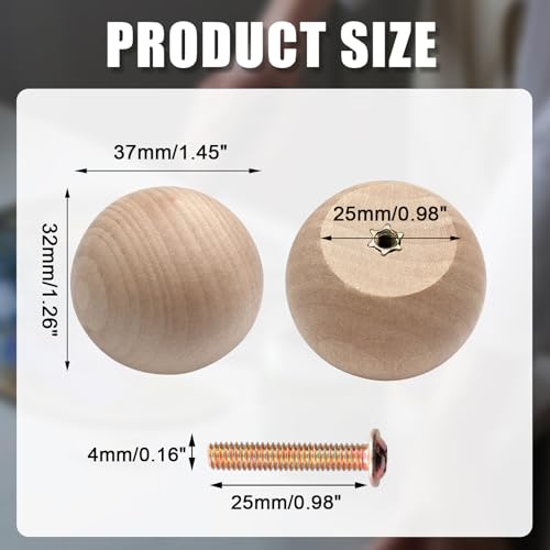 Zorfeter 20 Pcs 1-1/2 Inch Unfinished Wood Ball Knobs - color: Natural Wood Ball