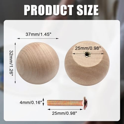 Zorfeter 20 Pcs 1-1/2 Inch Unfinished Wood Ball Knobs - color: Natural Wood Ball