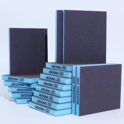18pcs Sanding Sponge 220 grit Soft Sanding Block Washable and Reusable, Double-Sided Sponge Sanding Blocks Wet Dry Sandpaper Pad for Wood Metal FurniturePaint - style: 220 Grit 18pcs