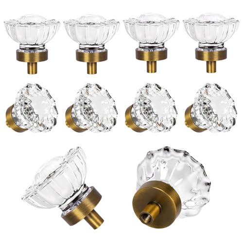8 Pack Antique Brass Cabinet knobs Glass Cabinet Knobs and Pulls - color: Antique Brass, size: 8 Pack (36mm)